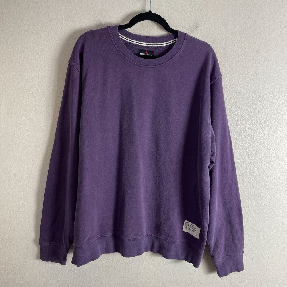 NEW‎ American Giant Mens Large Vintage Wash Relax French Terry Purple Sweatshirt